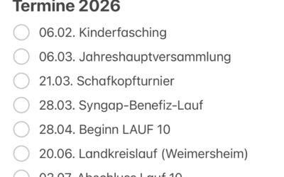 Termine für das Jahr 2026!